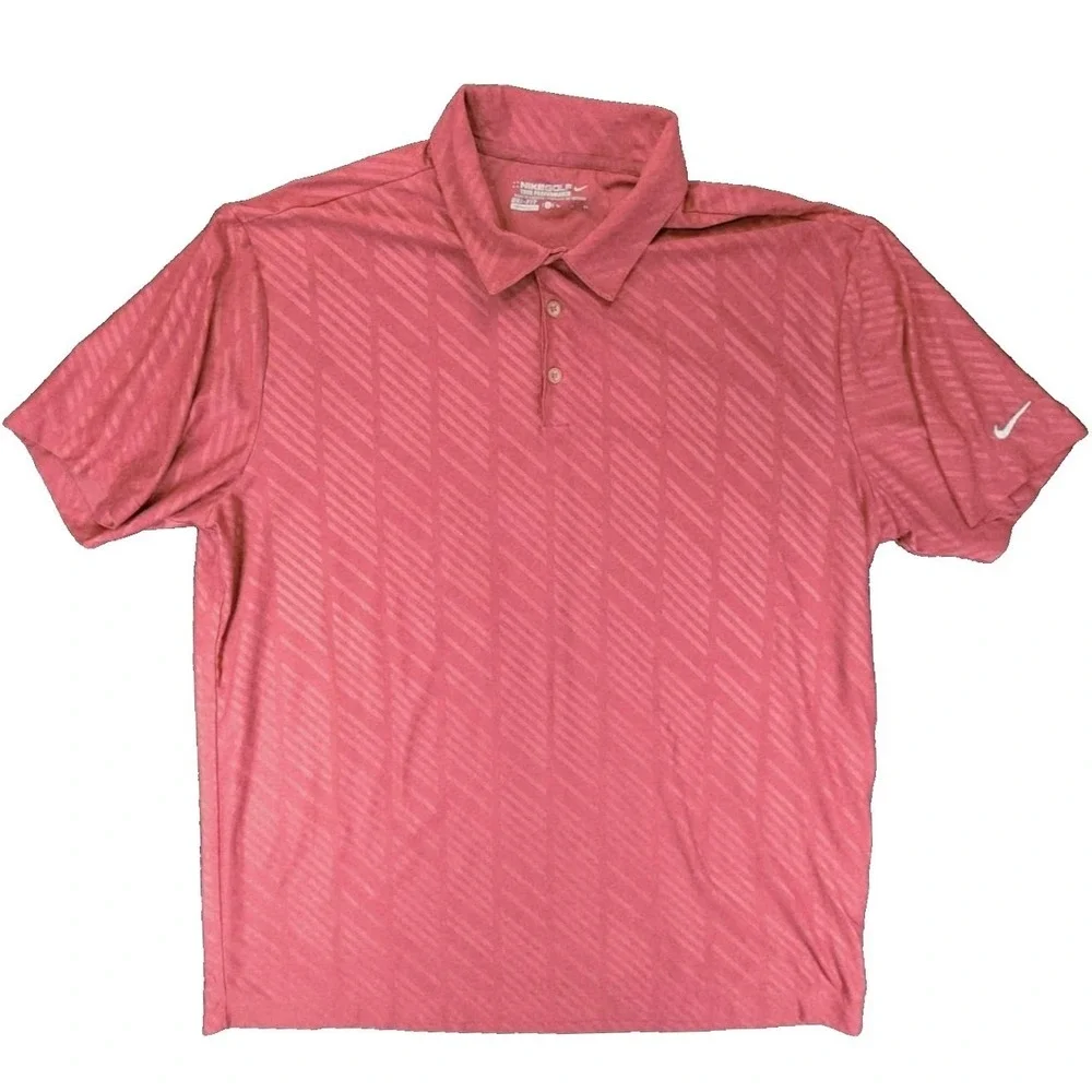 Nike Polo Shirt Mens XL‎ Red Tour Performance Dri-FIT Short Sleeve Graphic Golf